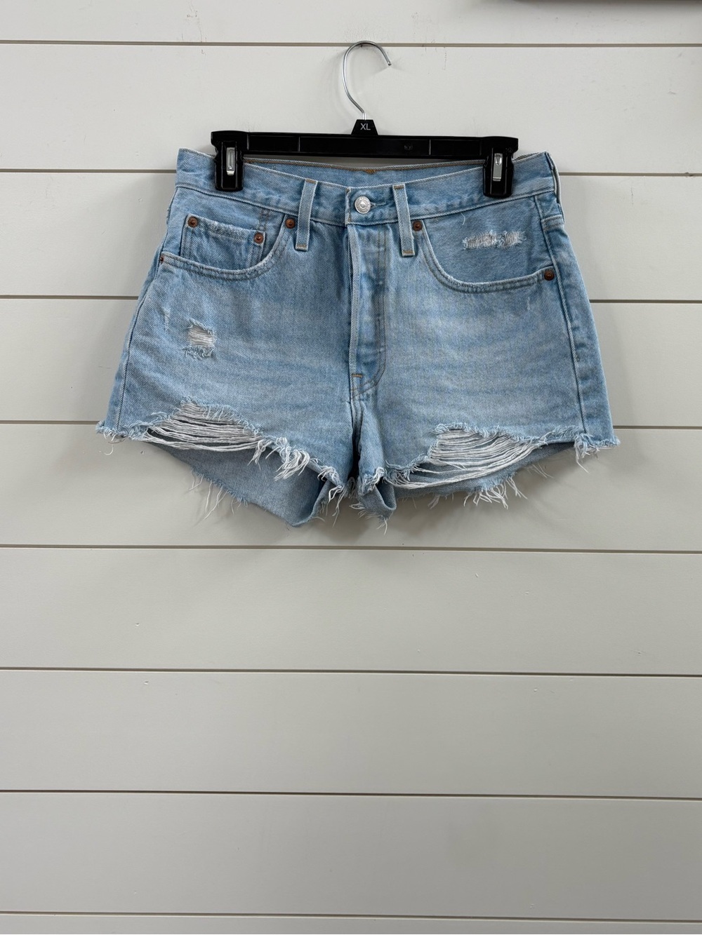 Levi's Light Blue Distressed Denim Cutoff Shorts